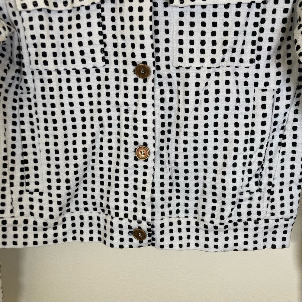 Saint + Sofia Cropped Polka Dot Jacket Tweed Black White Cotton Stretch Size 6 - Picture 4 of 12